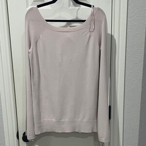 Boat Neck Light Pink Long Bell Sleeve Top